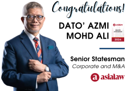 Dato' Azmi Mohd Ali Acknowledged as Senior Statesman in Asialaw 2024 Rankings