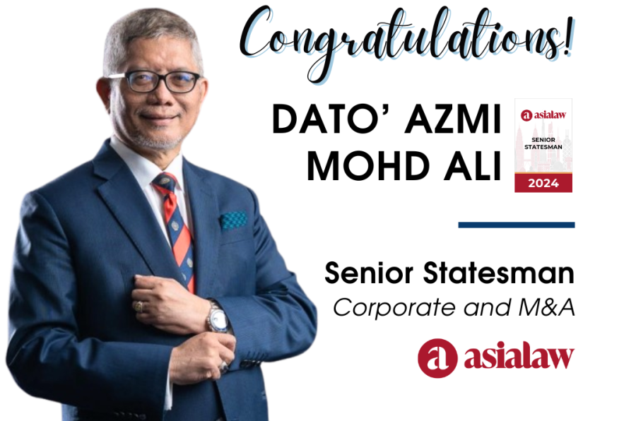 Dato' Azmi Mohd Ali Acknowledged as Senior Statesman in Asialaw 2024 Rankings